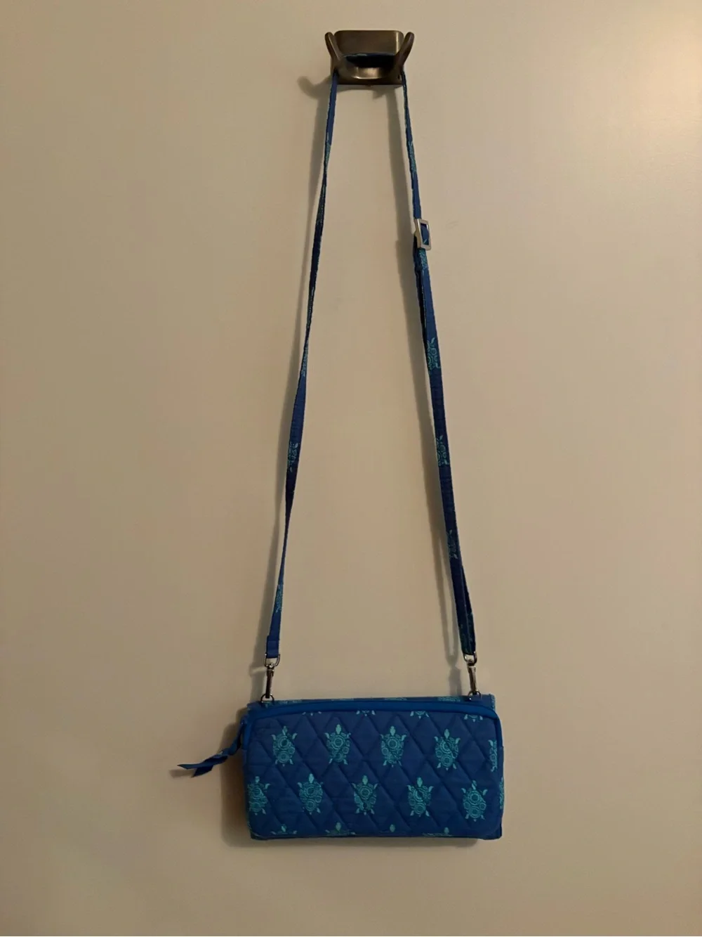 Vera Bradley Blue Quilted Crossbody Wallet with Teal Accents